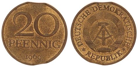 DDR Deutsche Demokratische Republik 20 Pfennig Fehlprägung 1969 A DDR