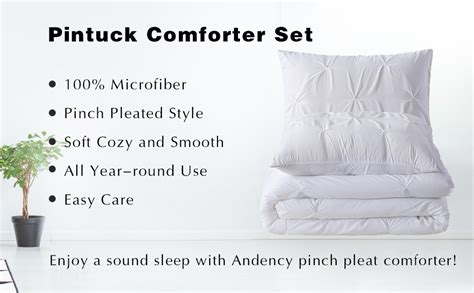 Andency White Pinch Pleat Comforter Full 79x90inch 3