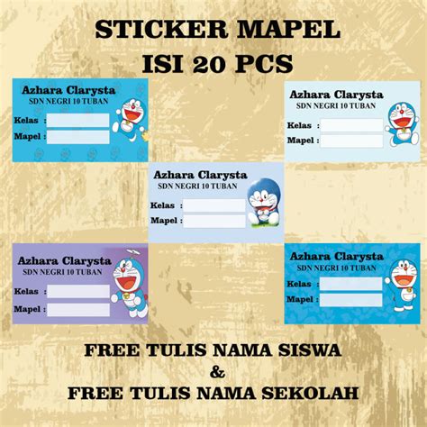 Sticker Mapel Isi 20 Pcs Sticker Buku Anak Sticker Mata Pelajaran