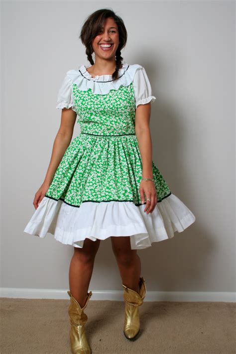 Hee Haw Minnie Pearl 80s Western Square Dance Dress Green Etsy