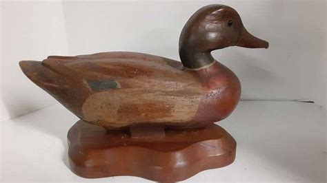 Carved Signed Duck Decoy Delaware Auction Center