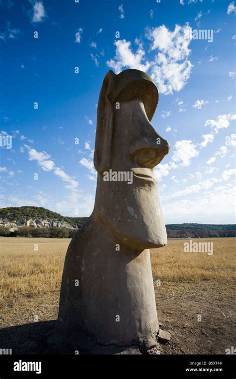 Wide Angle Shot Of Easter Island Head Located At Stonehenge Ii In The