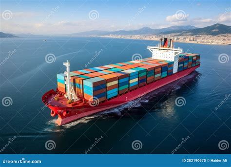 A Massive Container Cargo Ship Generative Ai Stock Illustration