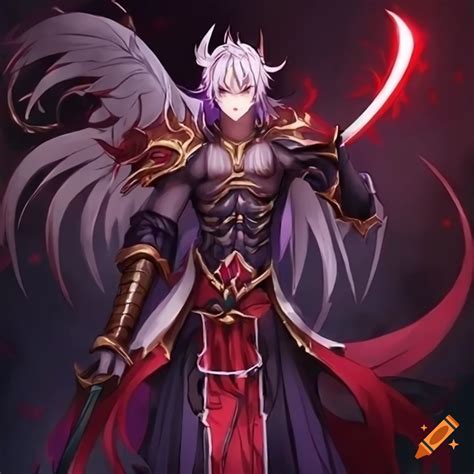 Anime Style Male Demon Lord With Horns Wielding A Glowing Sword On Craiyon