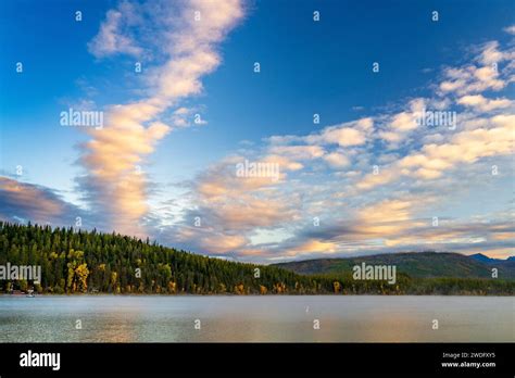 Sunset At Lake Mcdonald Apgar Village West Glacier Glacier National Park Montana Usa Stock