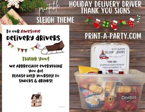 Delivery Driver Thank You Appreciation Snack And Drink Sign Etsy