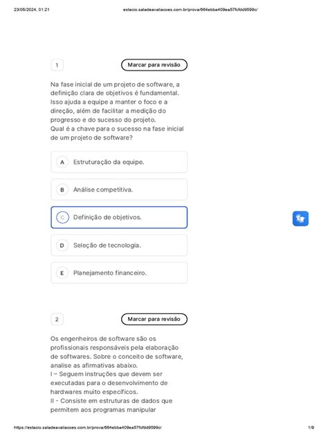 PROCESSO DE DESENVOLVIMENTO DE SOFTWARE - PROVA AV1 ESTACIO 2024 ...