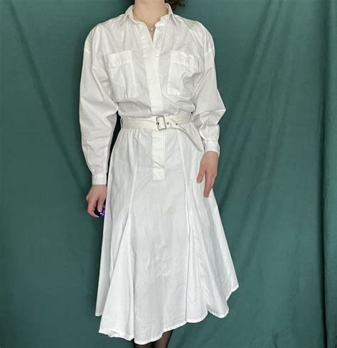 80s White Shirtwaist Dress Etsy