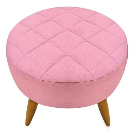 Puff Banqueta Redondo Mait Matelass Suede Rosa Decora O Para Sala