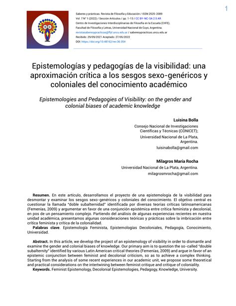 PDF Epistemologías y pedagogías de la visibilidad Una aproximación