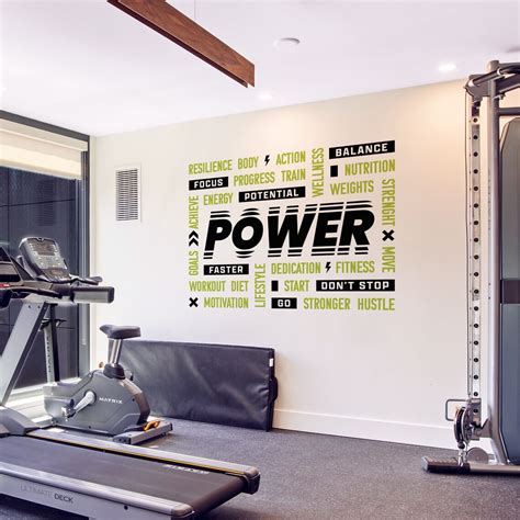 Power Vinyl Gym Wall Decal Inspirational Words Gym Decal Etsy