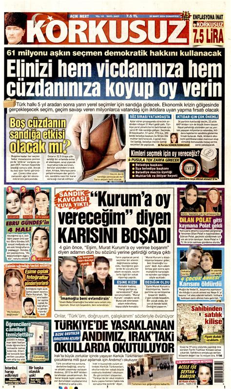 Korkusuz Gazetesi Korkusuz Manşet Oku Haberler 30 Mart 2024