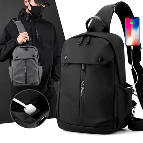 Promo Techdoo Tas Selempang Pria Usb Charger Slingbag Pria Multifungsi