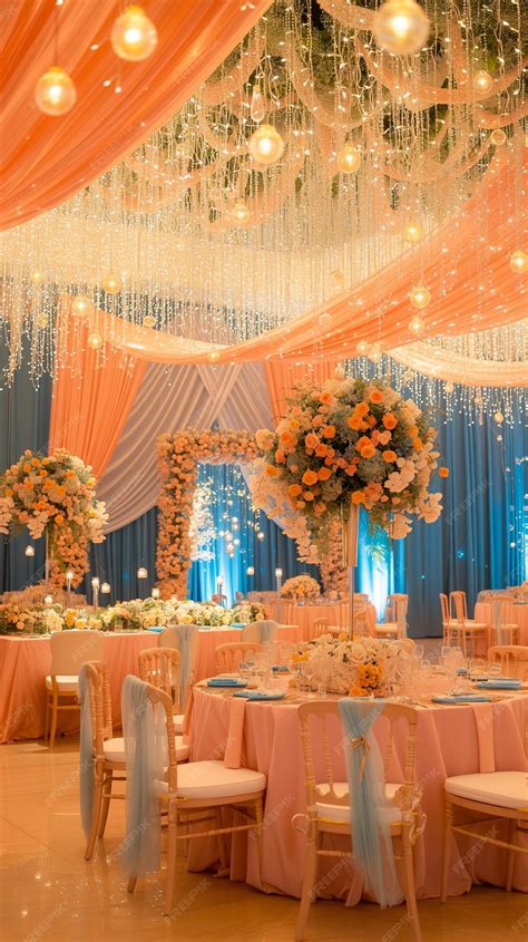 Premium Photo The Wedding Planner Arranged The Beautiful Decorations In The Banquet Hall