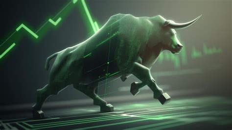 Premium Photo | A bull with a green background and a graph in the ...