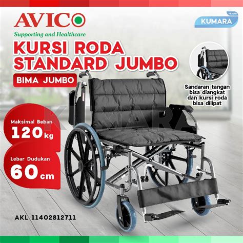 Jual AVICO Kursi Roda Standard Jumbo Bima 120 Kg Shopee Indonesia