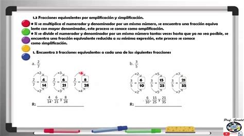 1 3 Fracciones Equivalentes por Amplificación y simplificación Cuaderno