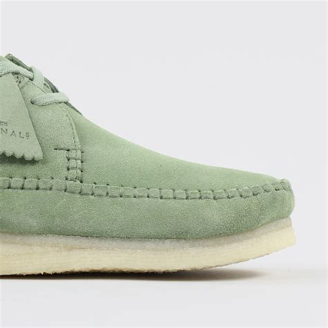 Clarks Originals Mens Weaver Moccasin Suede Shoes Cactus Green