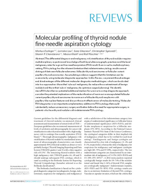 Pdf Molecular Profiling Of Thyroid Nodule Fine Needle Aspiration