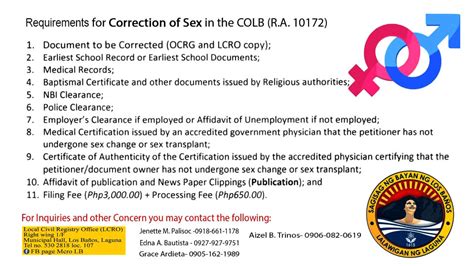 Requirements For Correction Of Sex In The Colb R A 10172