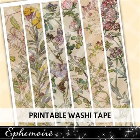 Vintage Washi Tape Printable Junk Journal Ephemera Etsy