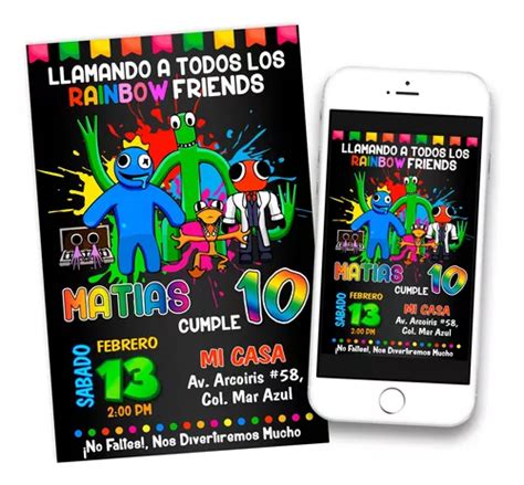 Invitaci N Digital Rainbow Friends Imprimible Whatsapp Cuotas Sin