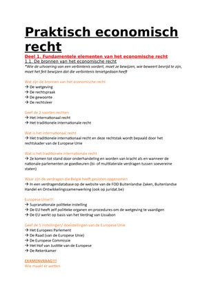 Samenvatting Ondernemingsrecht Deel Fundamentele Elementen Van Het