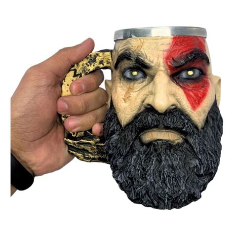 Caneca 3D Resina God Of War Game Kratos Barbudo 250 Ml Shopee Brasil