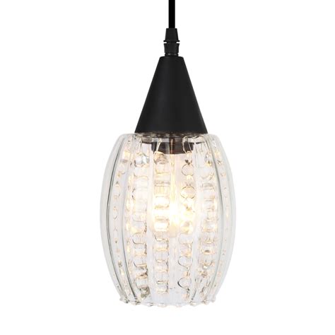 Lustre Pendente Taschibra Cristal Badih P Canelado E27 Transparente Bivolt