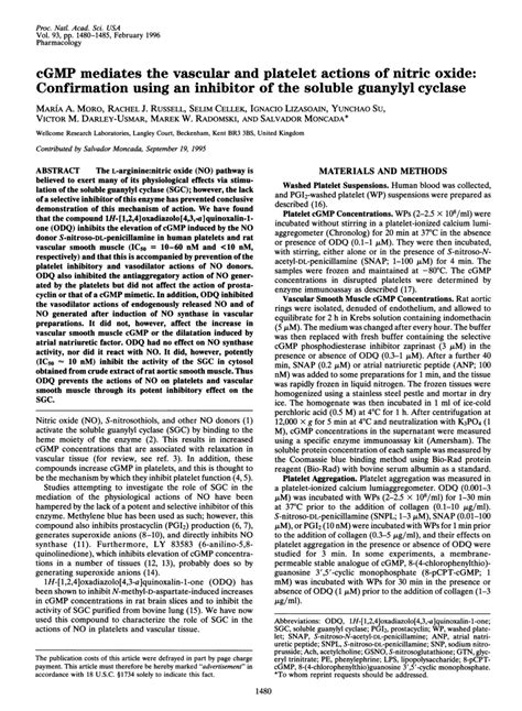 Pdf Cgmp Mediates The Vascular And Platelet Actions Of Nitric Oxide