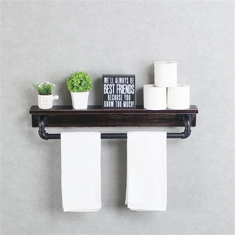 Amazon Mbqq Industrial Pipe Shelf Rustic Wall Shelf With Towel Bar