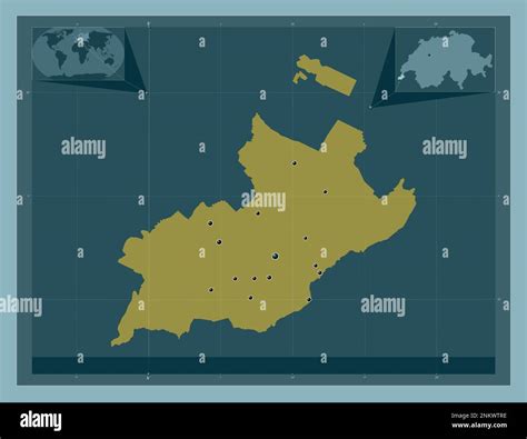 Geneve Canton Of Switzerland Solid Color Shape Locations Of Major