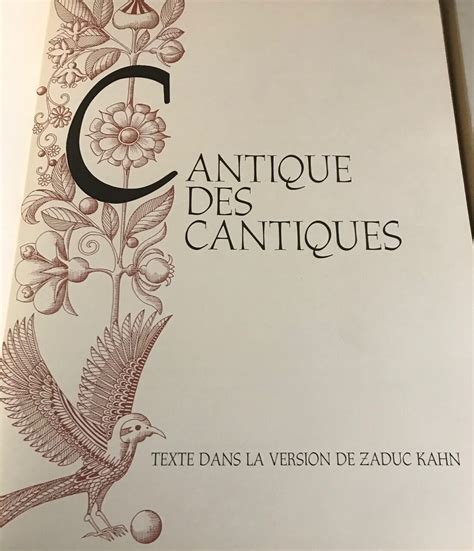 Le Cantique Des Cantiques Texte Dans La Version De Zaduc Kahn