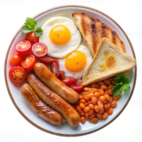 delicious  hearty full english breakfast plate  fried eggs