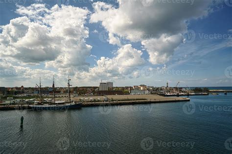 Rostock Harbor Exit View Over Warnemuende The Beach And The