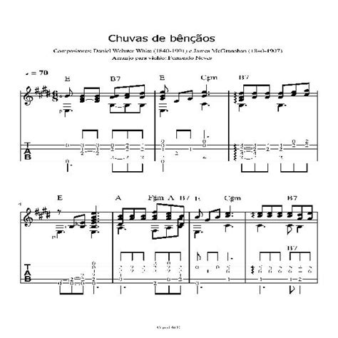 Chuvas De Bênçãos Partitura Para Violão Com Tabladura