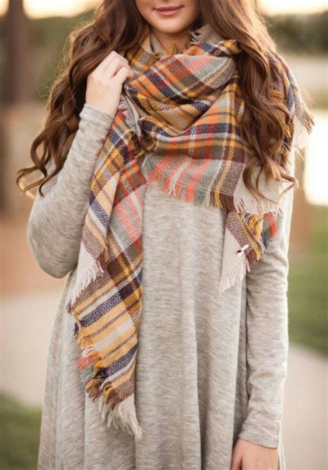 Fall Colored Plaid Blanket Scarf Fall And Winter Scarves Fall Scarves