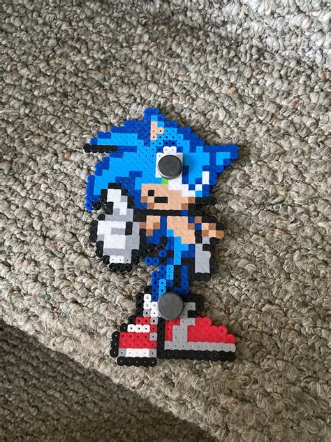 Sonic The Hedgehog Sonic Perler Bead Magnet Etsy