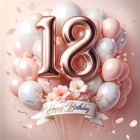 Premium Photo Rose Gold 18th Birthday Balloon Celebration