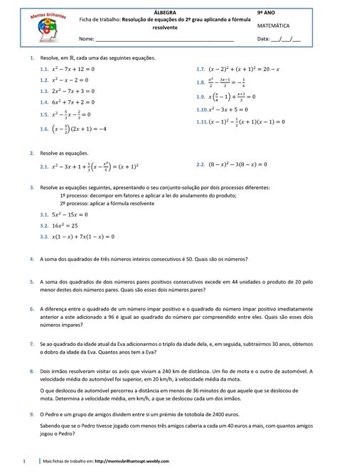 Álgebra 8 Resolução De Equações Do 2º Grau Aplicando A Fórmula