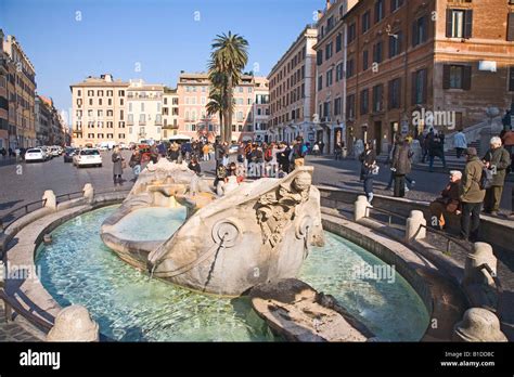 Fountain At The Bottom Of The Spanish Steps Is A Baroque Fresh Water