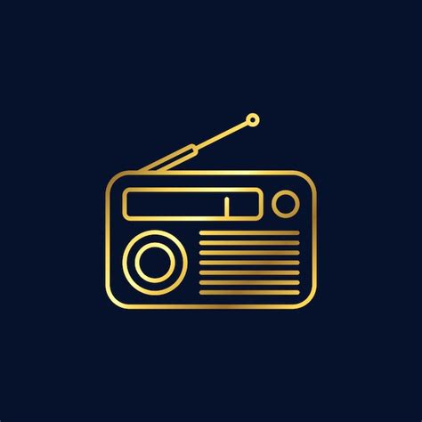 Plantilla De Vector De Icono De Radio De Color Dorado Vector Premium