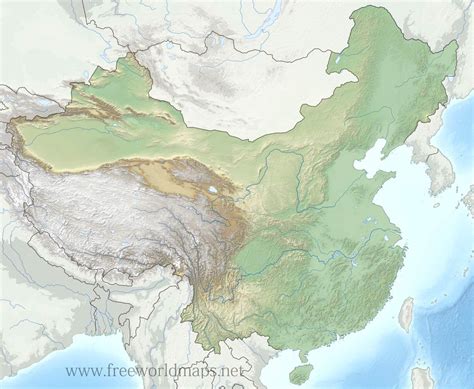 Printable Physical Map Of China - Emylee Philomena