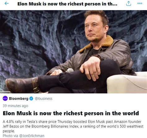 Tesla Inc Ceo Elon Musk Now Worlds Richest Person Overtakes Amazons