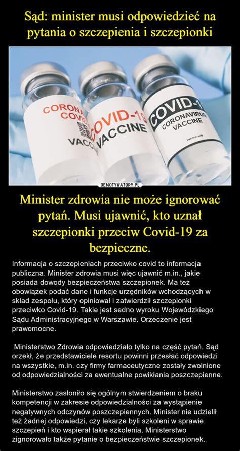 Sąd minister musi odpowiedzieć na pytania o szczepienia i szczepionki