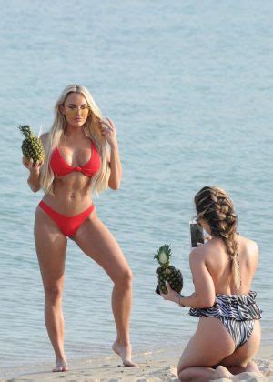 Amber Turner In Red Bikini At A Beach In Dubai Gotceleb