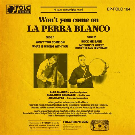 FOLC184 LA PERRA BLANCO "Won't you come on" | FOLC RECORDS