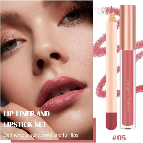 Matte Nude Lip Liner And Lipstick Makeup Set Matte Liquid Lipstick Nude Lip Stain High Pigment