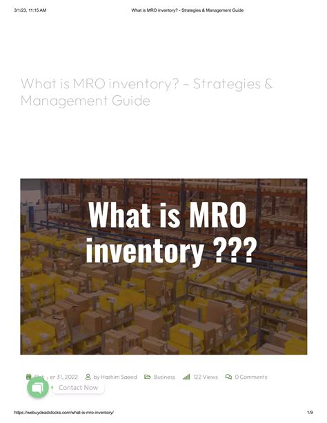 What Is Mro Inventory Strategies Management Guide Pdf