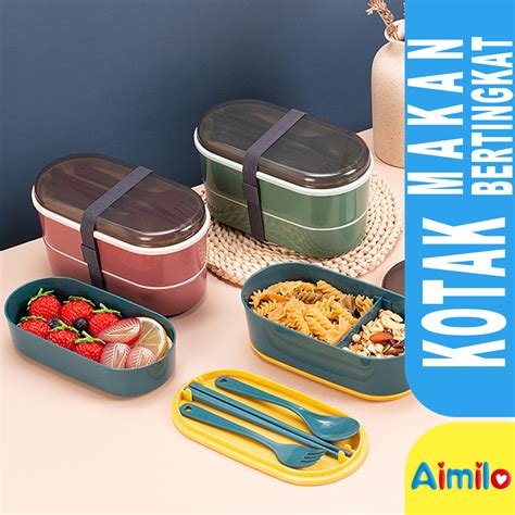 Jual Kotak Makan Siang 2 Lapis Lunch Box Tempat Bekal Ala Jepang